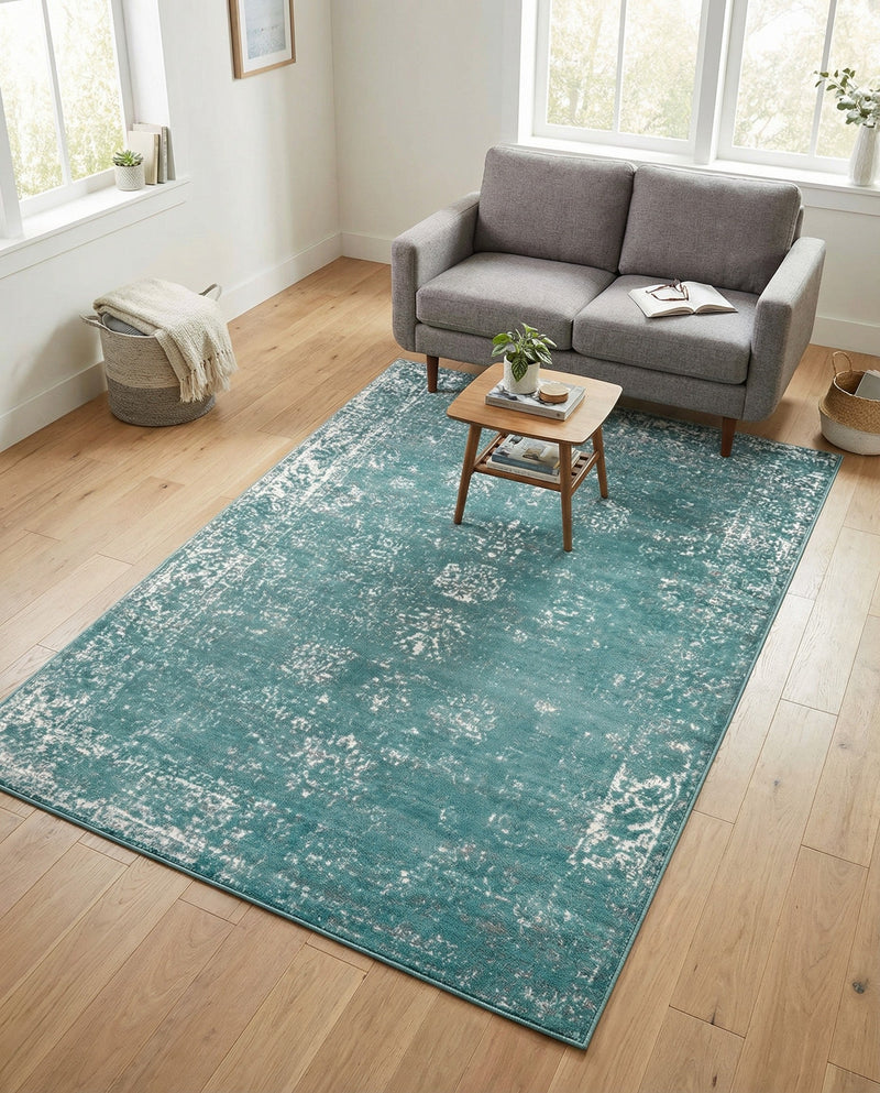Riviera Elegance Collection Area Rug - Antibes (Turquoise) Rectangle Turquoise  lifestyle 33