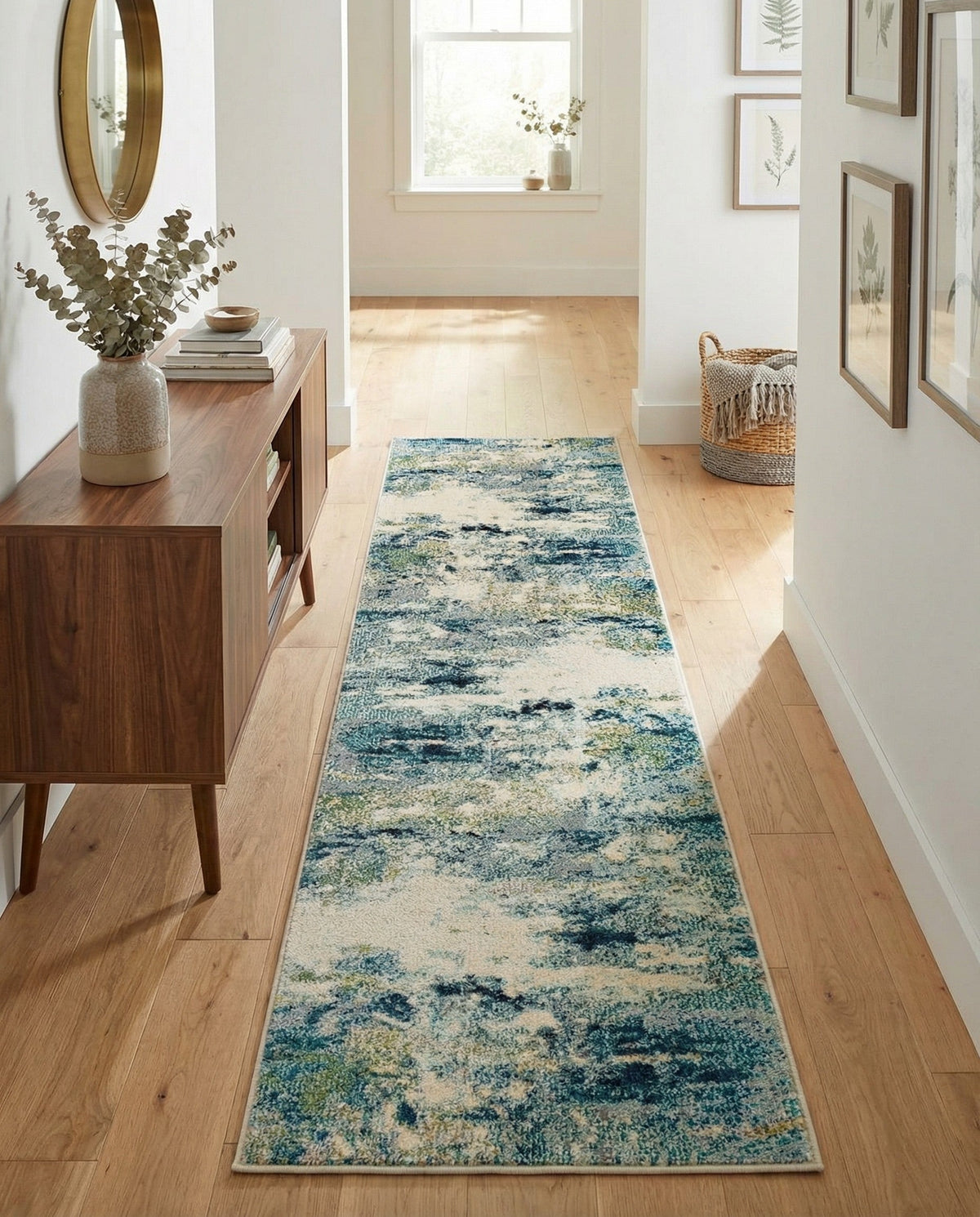 Chromatic Oasis Collection Area Rug -  Serene Runner Light Blue  lifestyle 101
