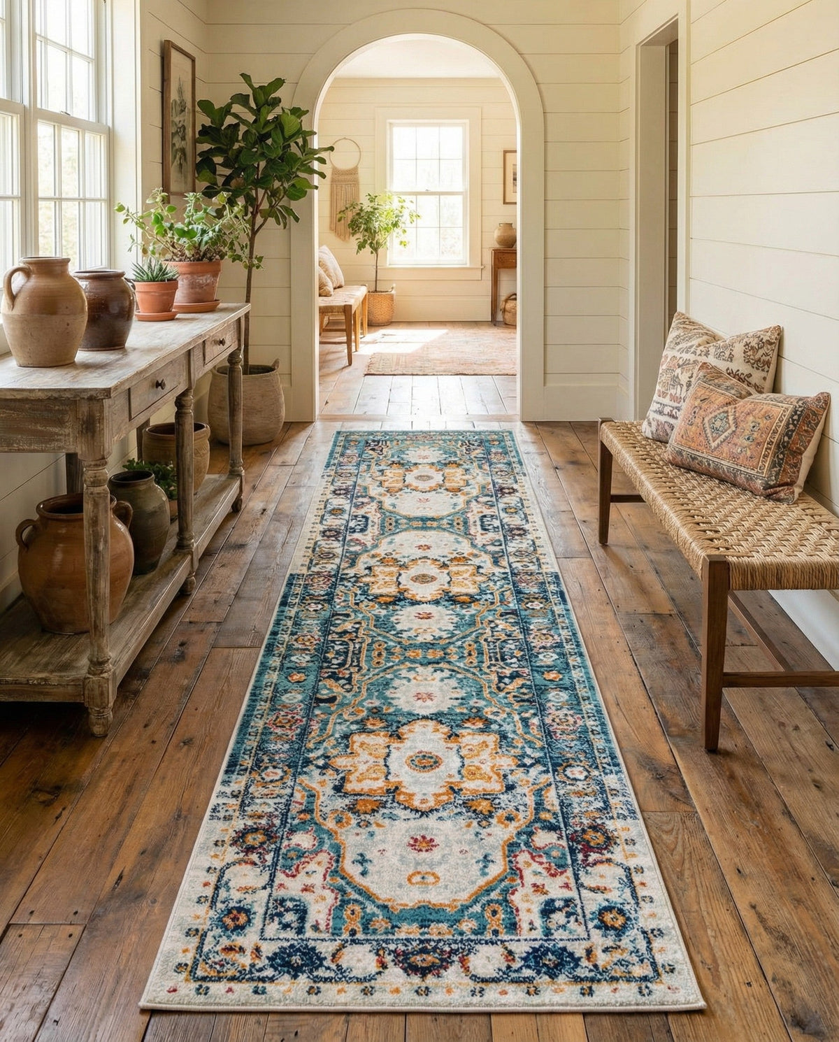 Parisian Elegance Collection Area Rug - Versailles (Teal) Runner Teal  lifestyle 51