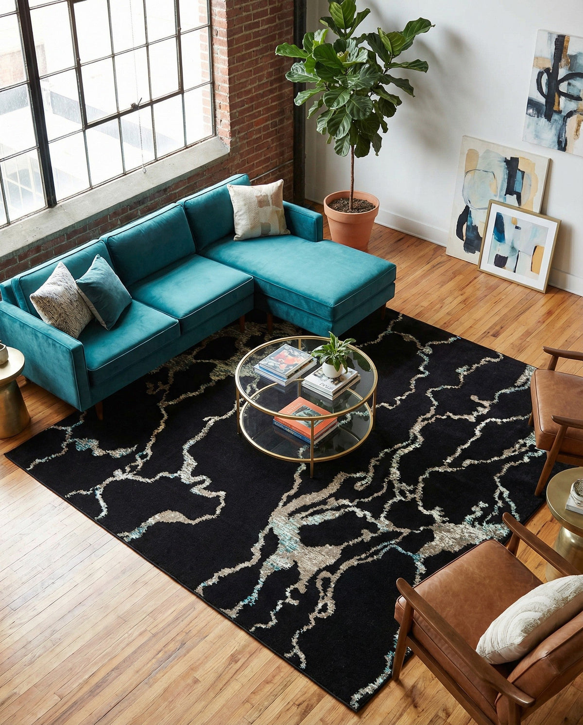 Brighton Terrace Collection Area Rug -  Aldrington Square Navy Blue  lifestyle 144