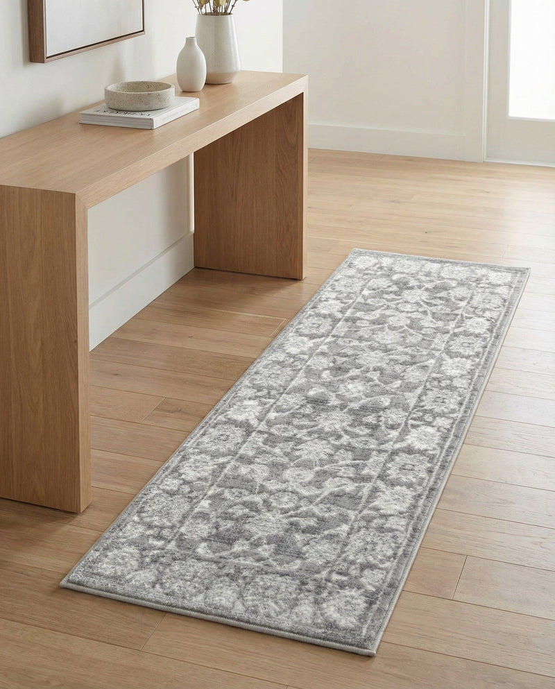 Charleston Elegance Collection Area Rug -  Seaport (Gray) Runner Gray  lifestyle 50