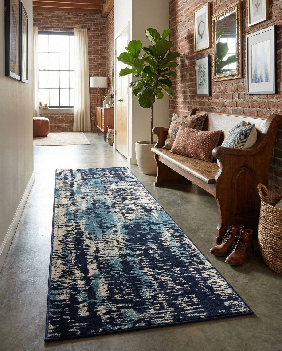 Coastal Haven Collection Area Rug -  Pelican Runner Navy Blue  lifestyle 109