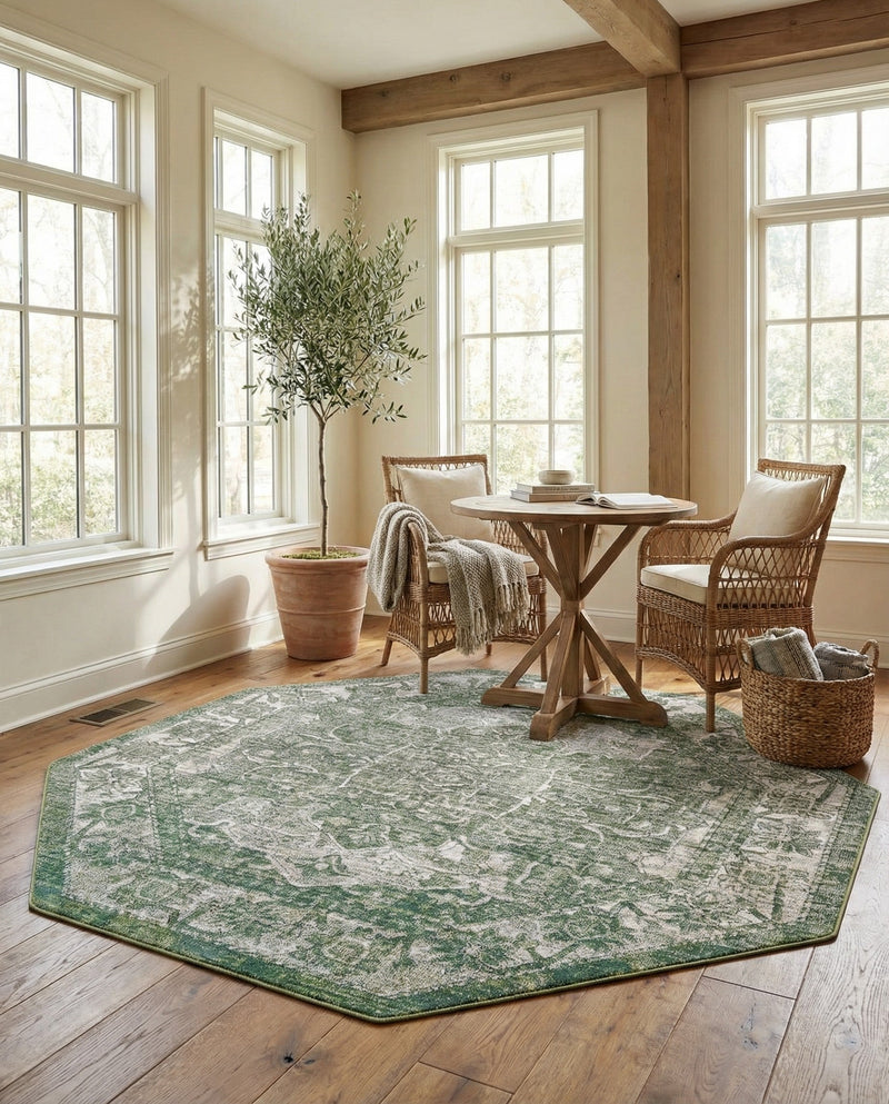 Savannah Soiree Collection Area Rug -  Everglade (Green) Octagon Green  lifestyle 73
