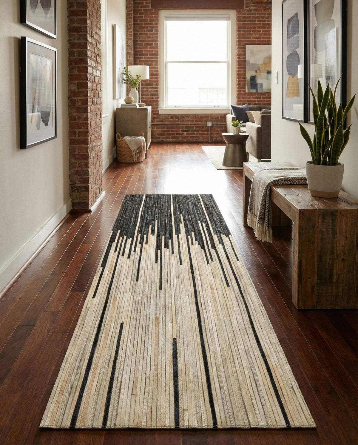 Savannah Hideaway Collection Area Rug - Savannah Runner Black White  lifestyle 51