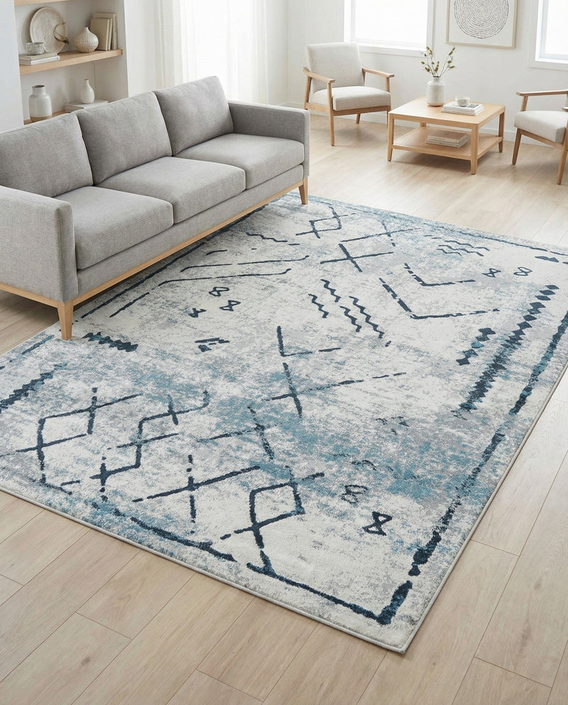 Aegean Elegance Washables Collection Area Rug - Santorini Rectangle Ivory Gray  lifestyle 24