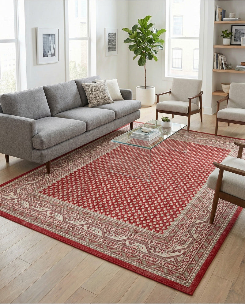 Soho Elegance Collection Area Rug -  Mercer (Red) Rectangle Red  lifestyle 5