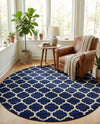 Lattice Gardens Collection Area Rug -  Bloomfield (Dark Blue) Round Dark Blue  lifestyle 43