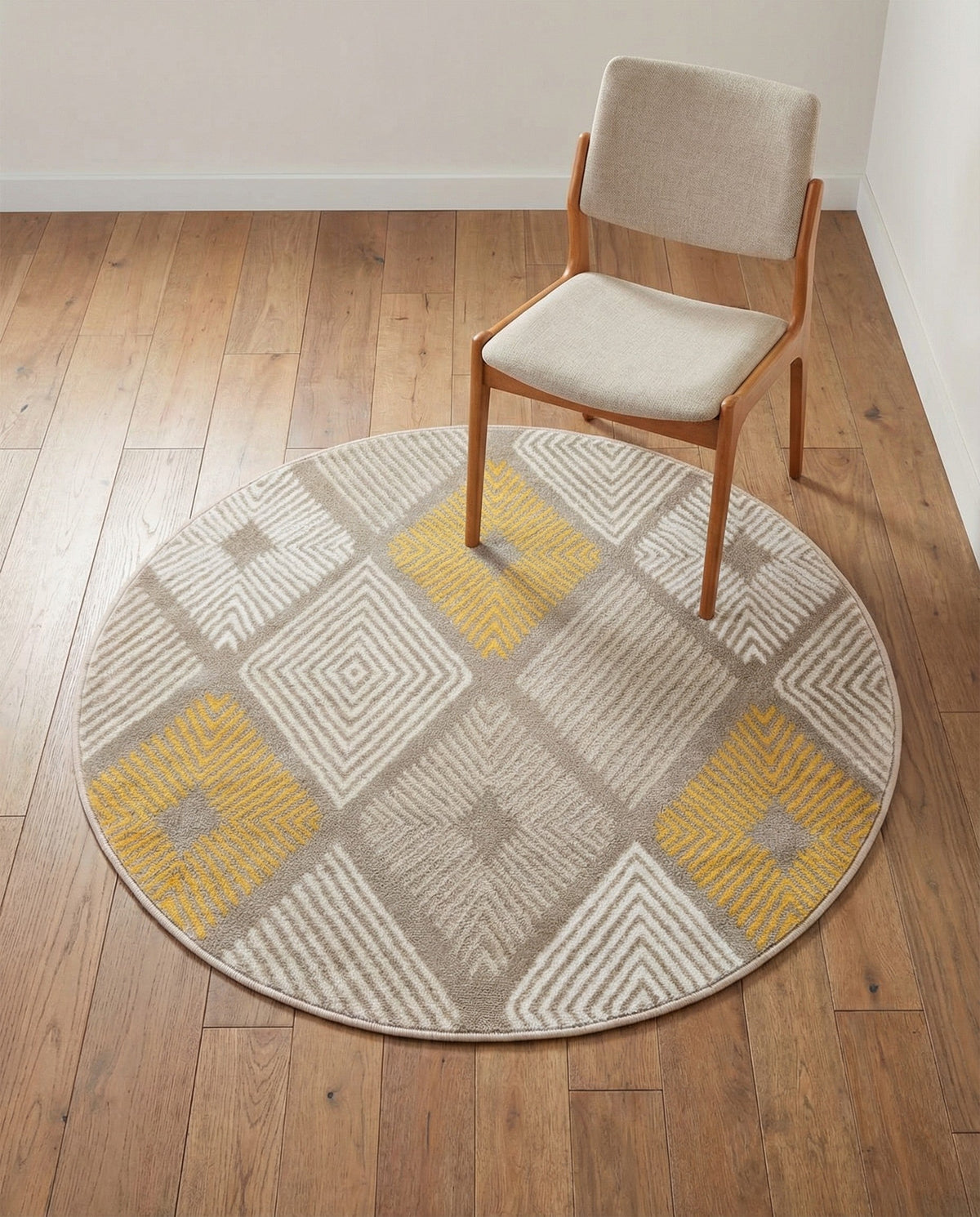 Coastal Haven Collection Area Rug -  Anchorage Round Ivory and Yellow  lifestyle 89