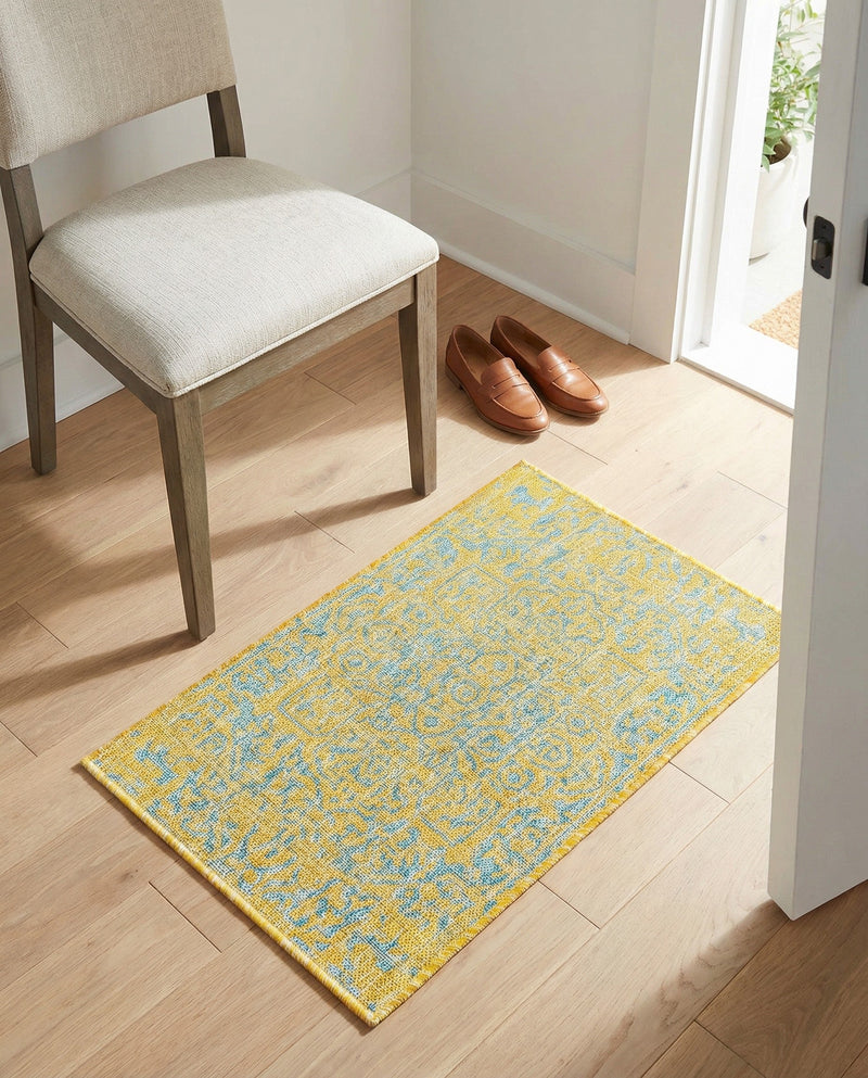 Urban Oasis Rugs Collection Area Rug -  Penthouse (Yellow and Aqua) Rectangle Yellow and Aqua  lifestyle 21