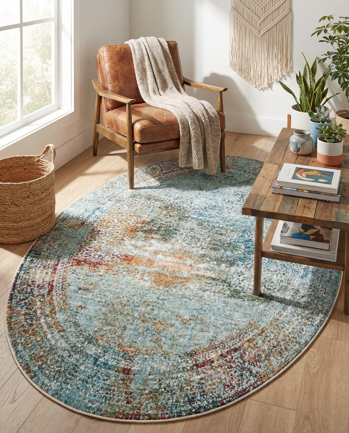 Caribbean Breeze Collection Area Rug -  Yucatan Oval Multi  lifestyle 48