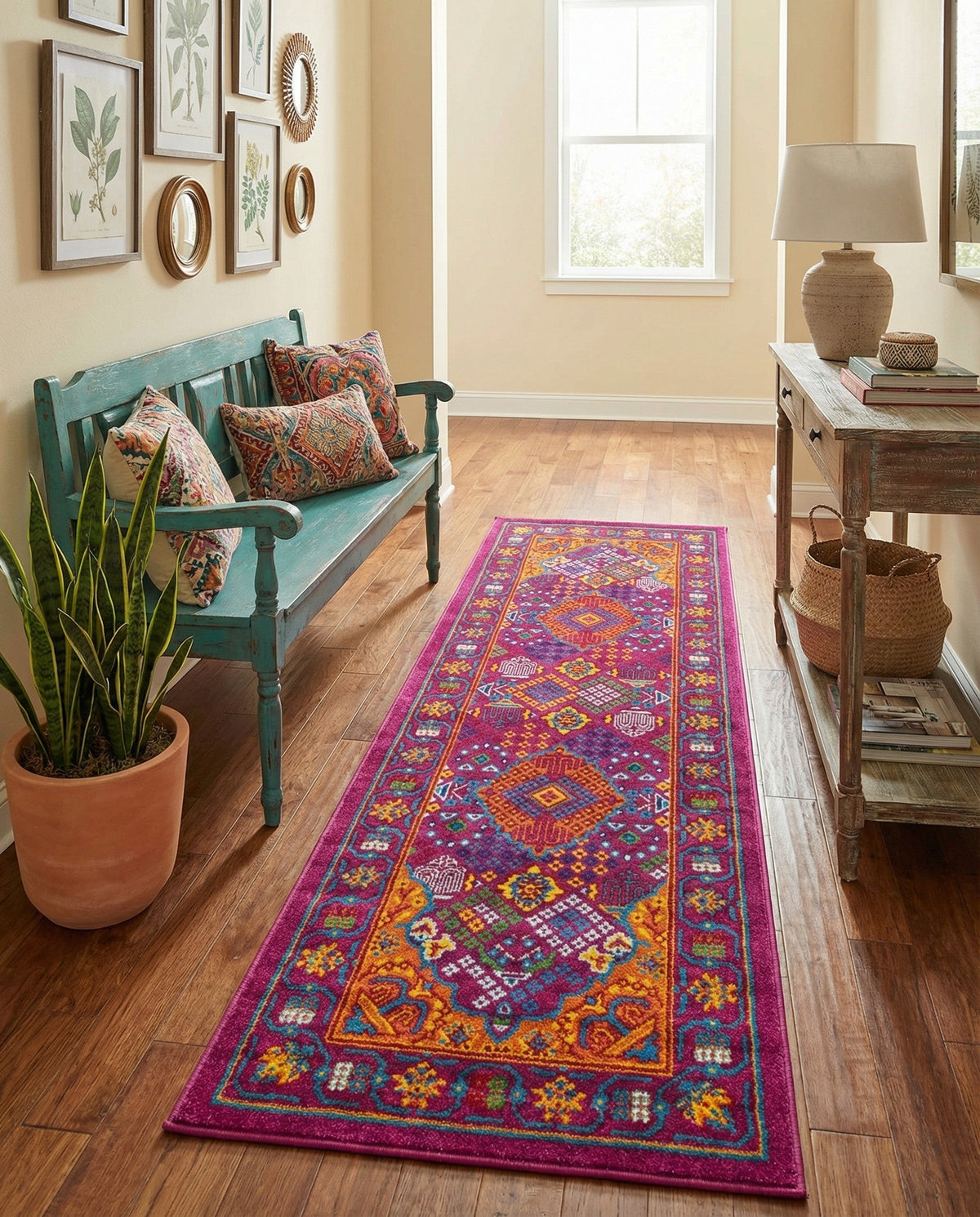 Caribbean Cove Collection Area Rug -  Mustique Runner Fuchsia  lifestyle 154