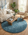 Eternal Plush Oasis Collection Area Rug -  Tranquility (Aegean Blue) Round Aegean Blue  lifestyle 78