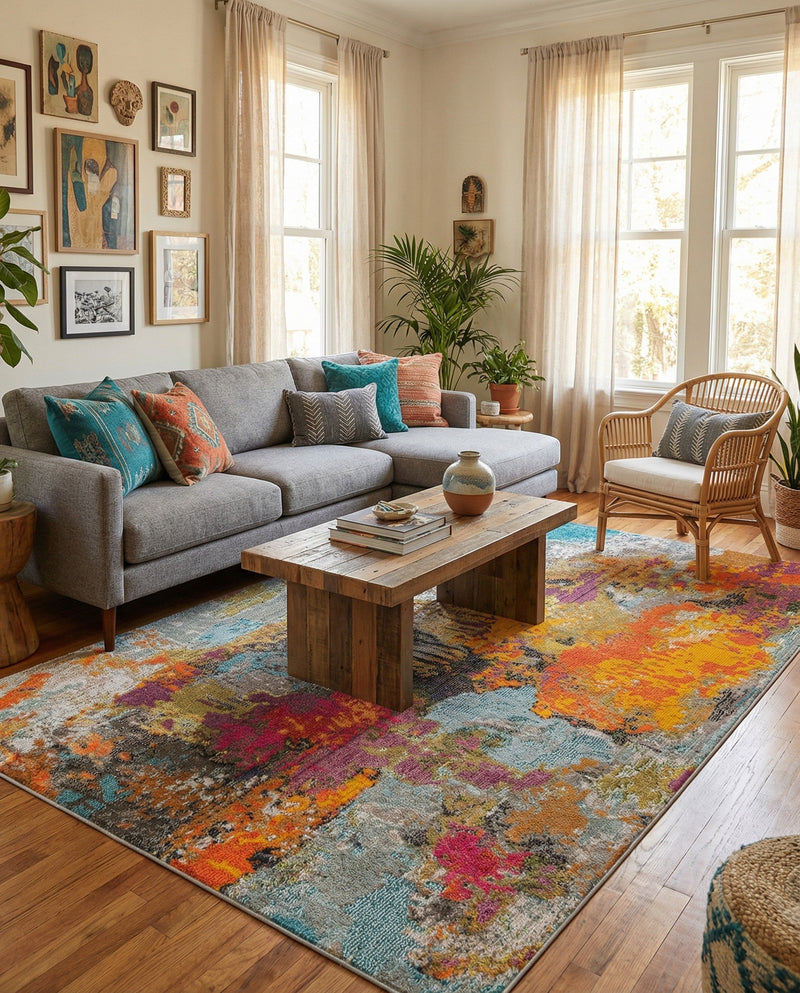 Colorburst Oasis Collection Area Rug -  Spectrum Rectangle Multi  lifestyle 14