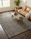 Savannah Threads Collection Area Rug -  Thar Rectangle Black and Ivory  lifestyle 18