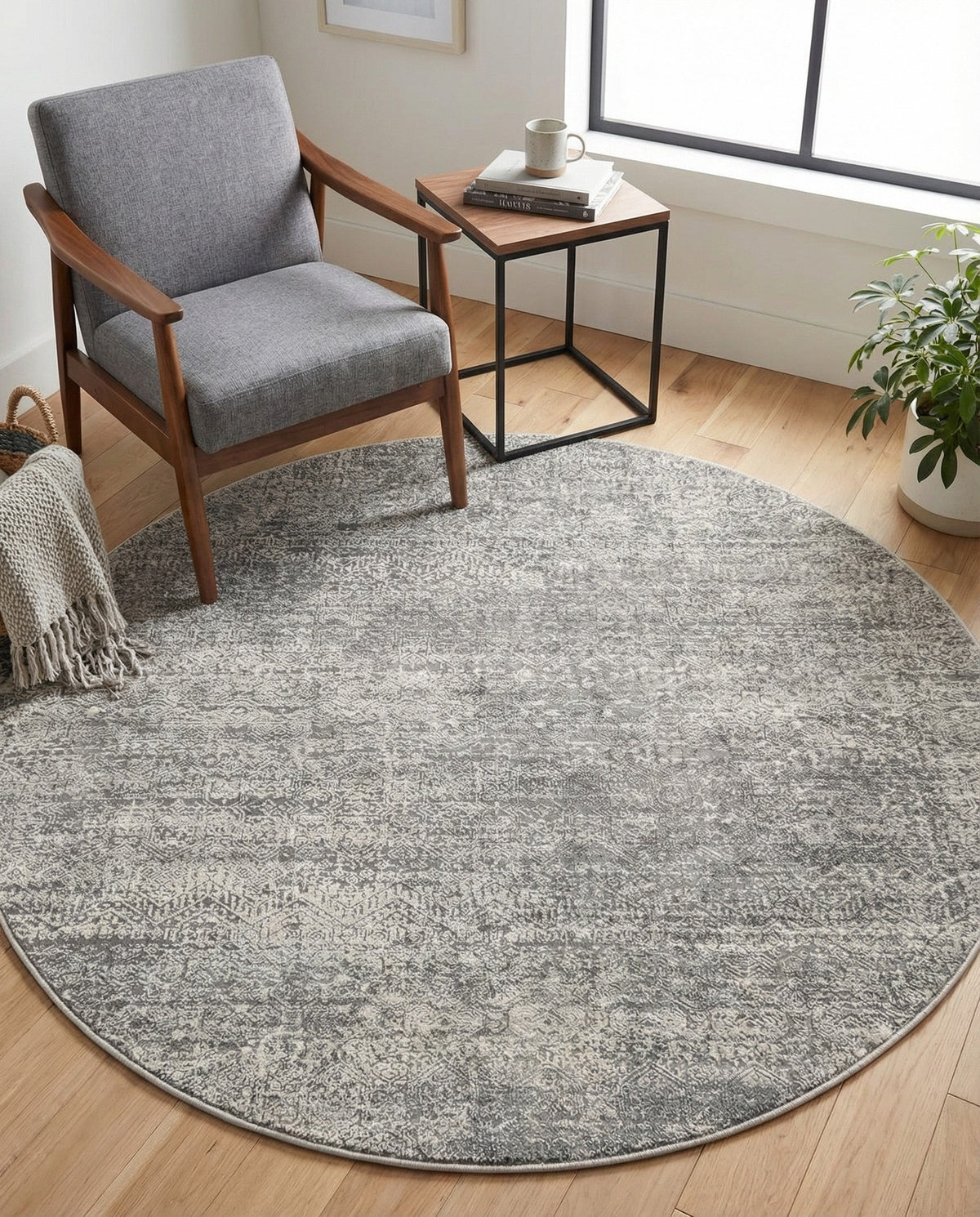 Bloomsbury Elegance Collection Area Rug -  Pimlico Round Gray  lifestyle 135