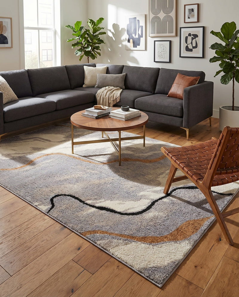 Sienna Collection Area Rug -  Tuscany Rectangle Gray and Ivory  lifestyle 25