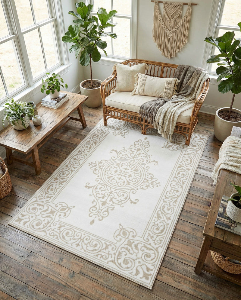 Sanctuary Retreat Collection Area Rug - Haven Rectangle Snow White  lifestyle 35