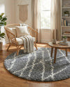 Cozy Haven Shag Collection Area Rug - Serenity (Pebble Gray) Round Pebble Gray  lifestyle 66