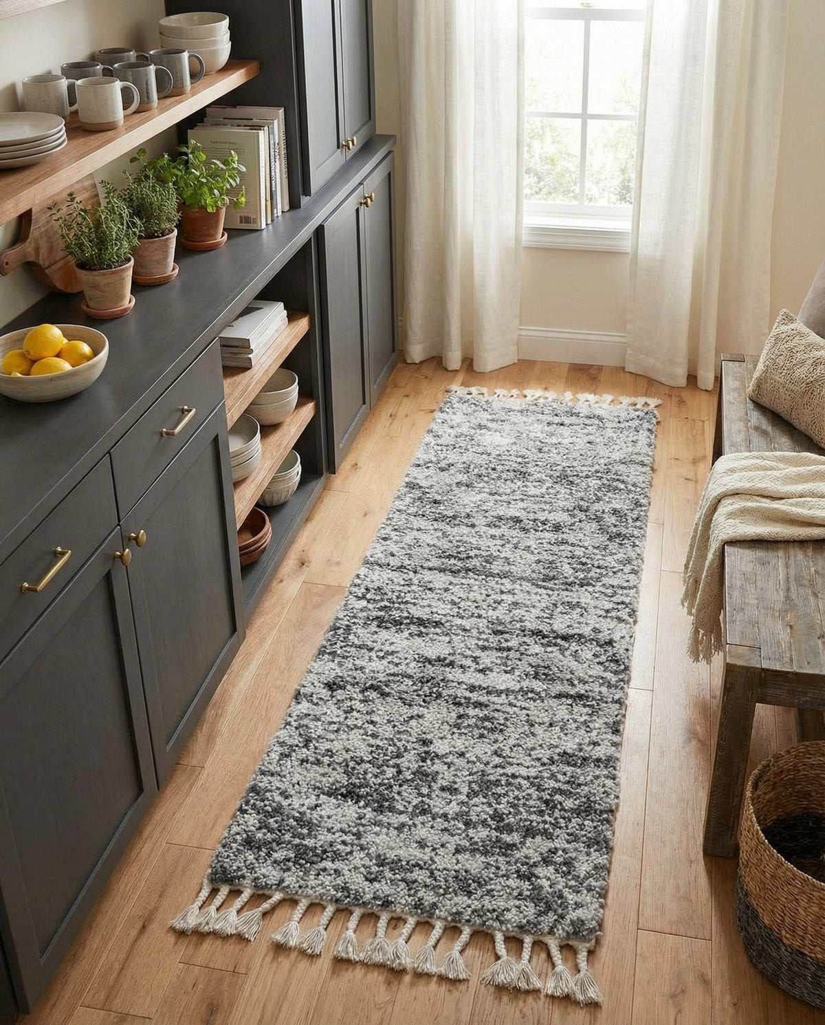 Cozy Cove Shag Collection Area Rug -  Harbor Runner Gray  lifestyle 165