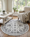 Charleston Elegance Collection Area Rug -  Seaport (white Gray) Round white Gray  lifestyle 38