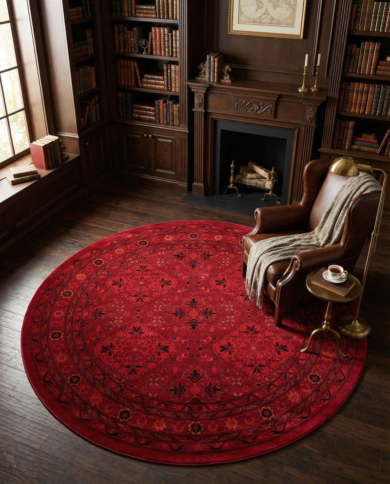 Samarkand Elegance Collection Area Rug -  Samanid Round Red  lifestyle 65