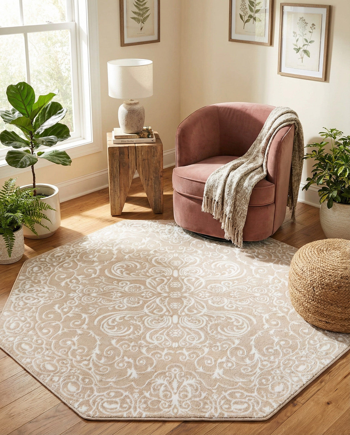 Andes Summit Collection Area Rug -  Lanín Octagon Beige  lifestyle 80