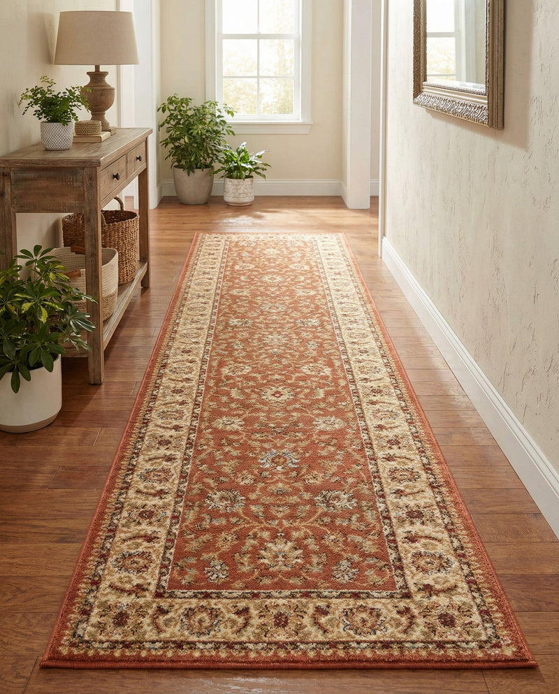 Jaipur Elegance Collection Area Rug -  Nahargarh (Brick Red Light Rose) Runner Brick Red Light Rose  lifestyle 50