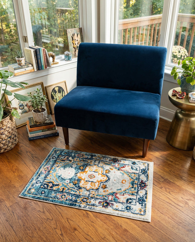 Parisian Elegance Collection Area Rug - Versailles (Teal) Rectangle Teal  lifestyle 15