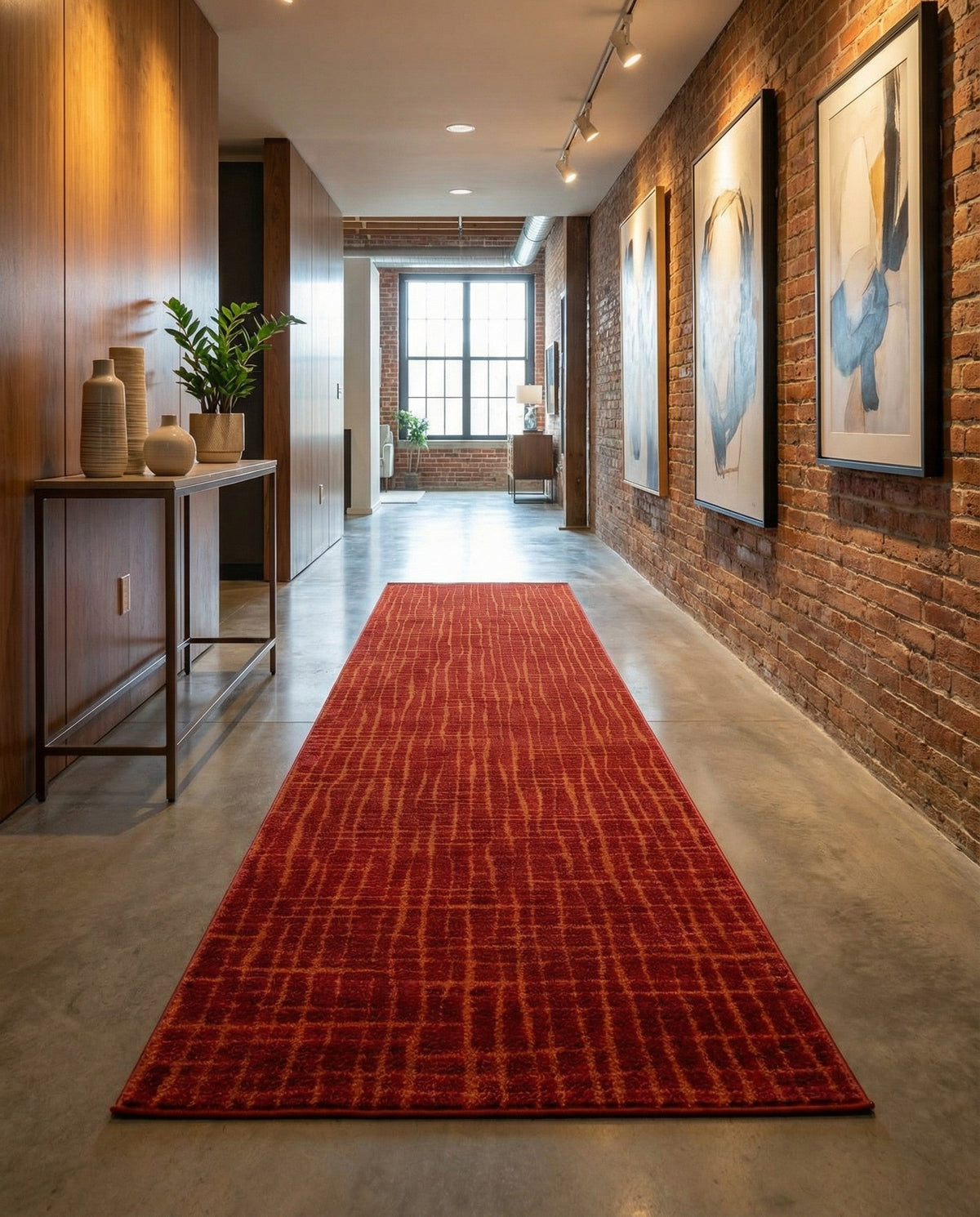 Haven Tapestry Collection Area Rug - WhisperingFalls Runner Burnt Sienna  lifestyle 118