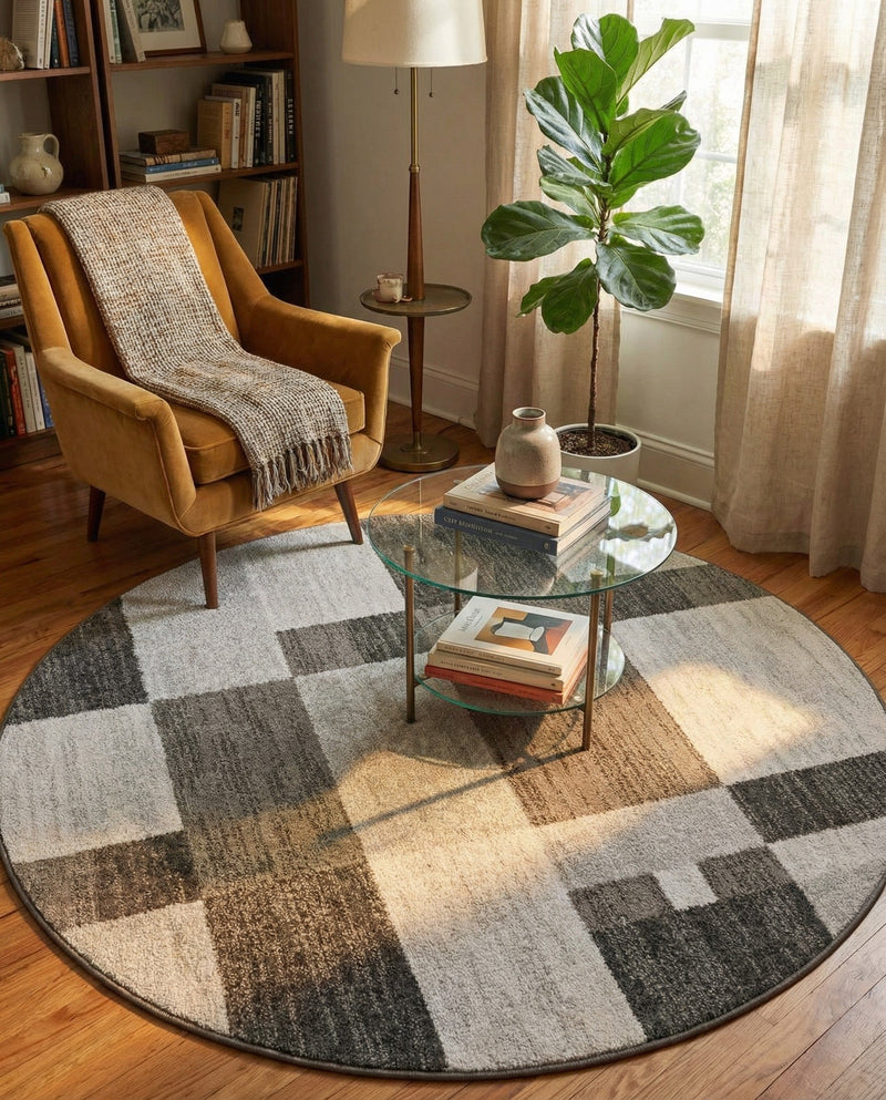 Autumn Meadow Collection Area Rug -  Sycamoreside (Gray) Round Gray  lifestyle 28