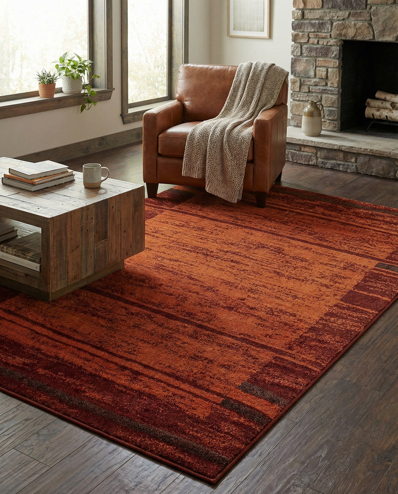 Autumn Meadow Collection Area Rug -  Nutmegwood Rectangle Terracotta  lifestyle 37