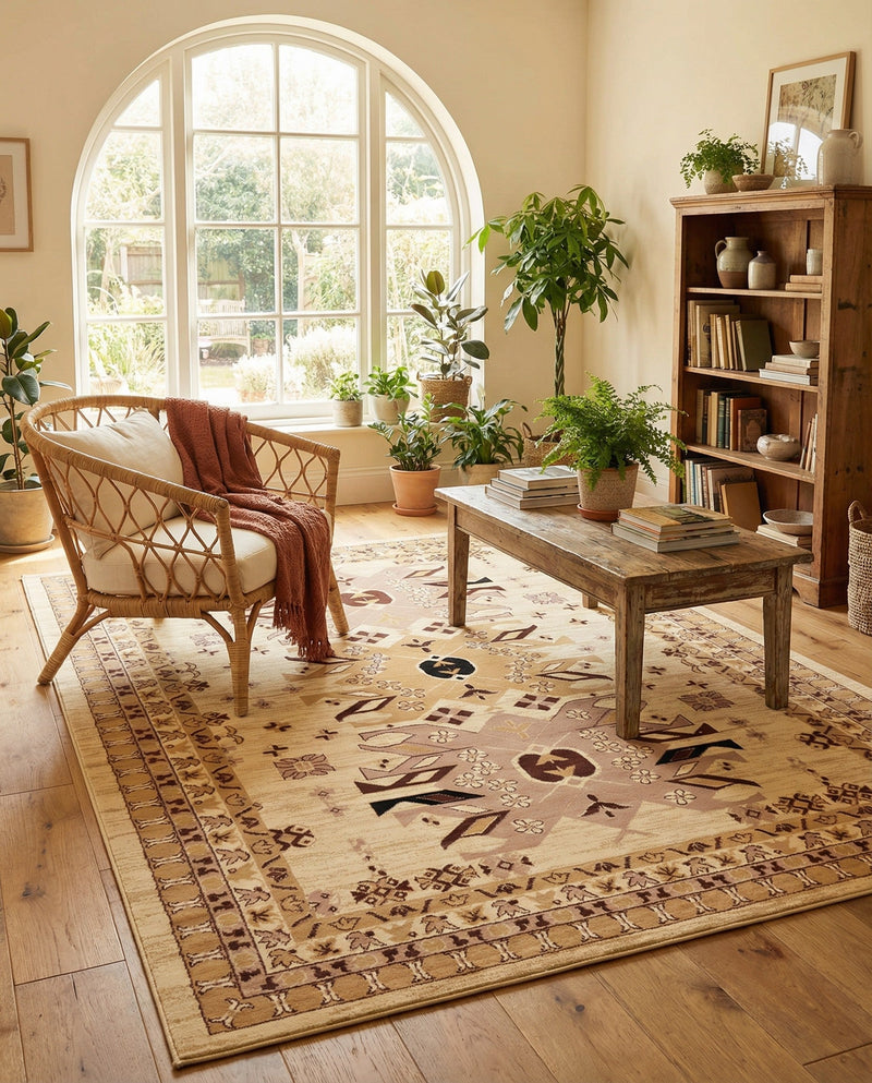 Tabriz Tapestries Collection Area Rug - Azerbaijan (Ivory) Rectangle Ivory  lifestyle 25