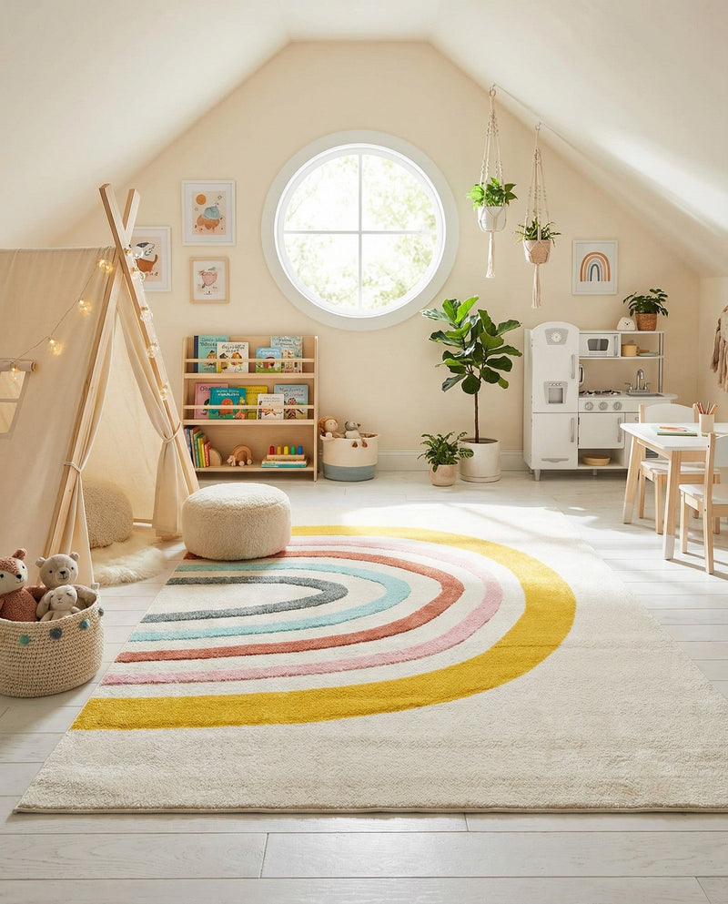 Wonder Tykes Collection Area Rug -  Illusion Rectangle Ivory  lifestyle 15