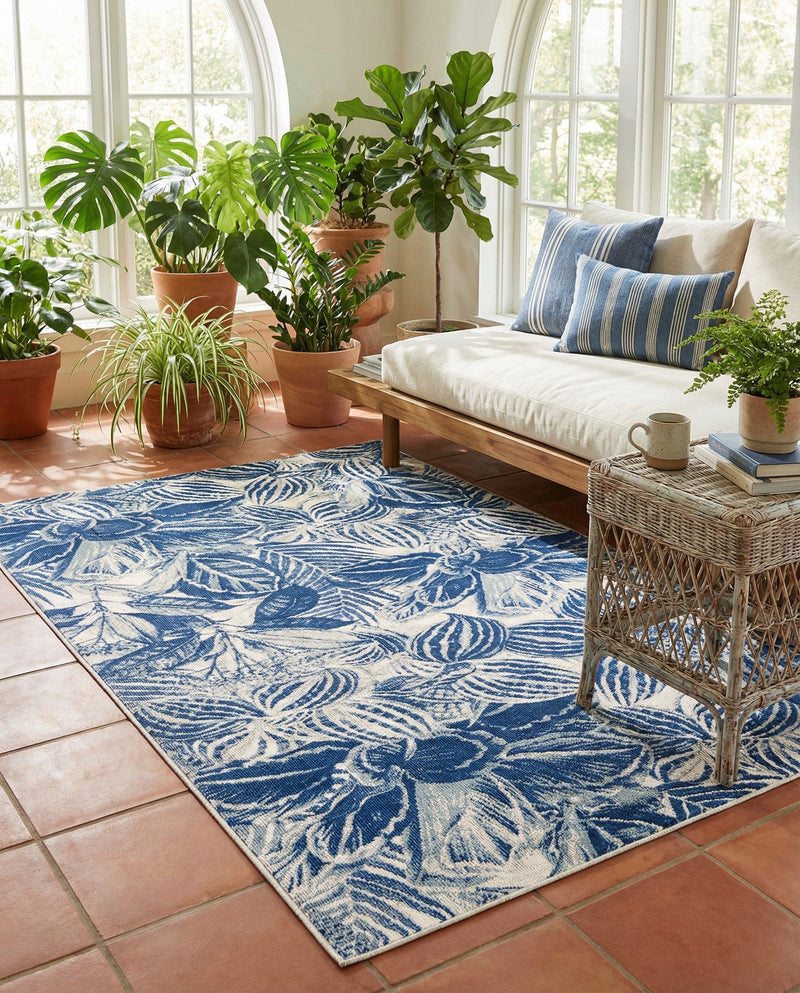 Meadow Breeze Collection Area Rug -  Bluebell Rectangle Navy Blue  lifestyle 23