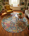 Chromatic Oasis Collection Area Rug -  Flora Round Multi  lifestyle 49
