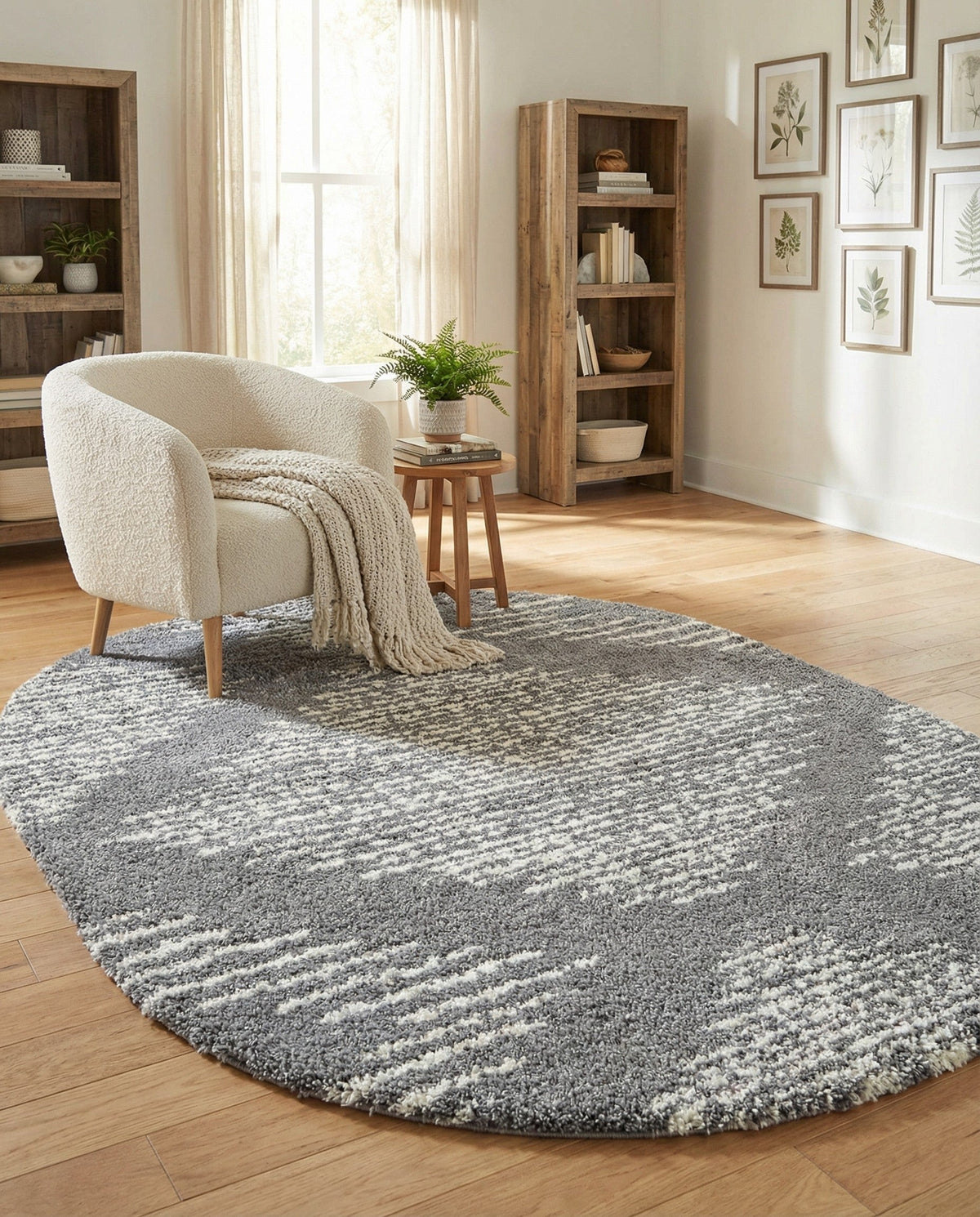 Tranquil Tides Shag Collection Area Rug -  Azure Oval Gray  lifestyle 186