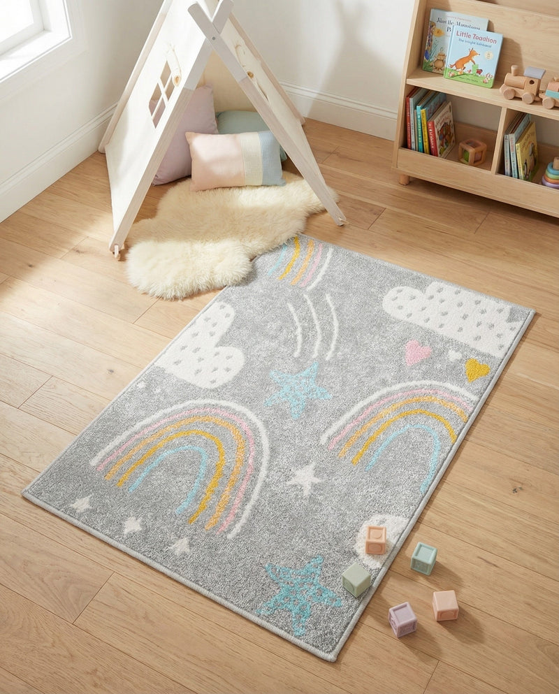 Wonder Tykes Collection Area Rug -  Pixel Rectangle Gray  lifestyle 13