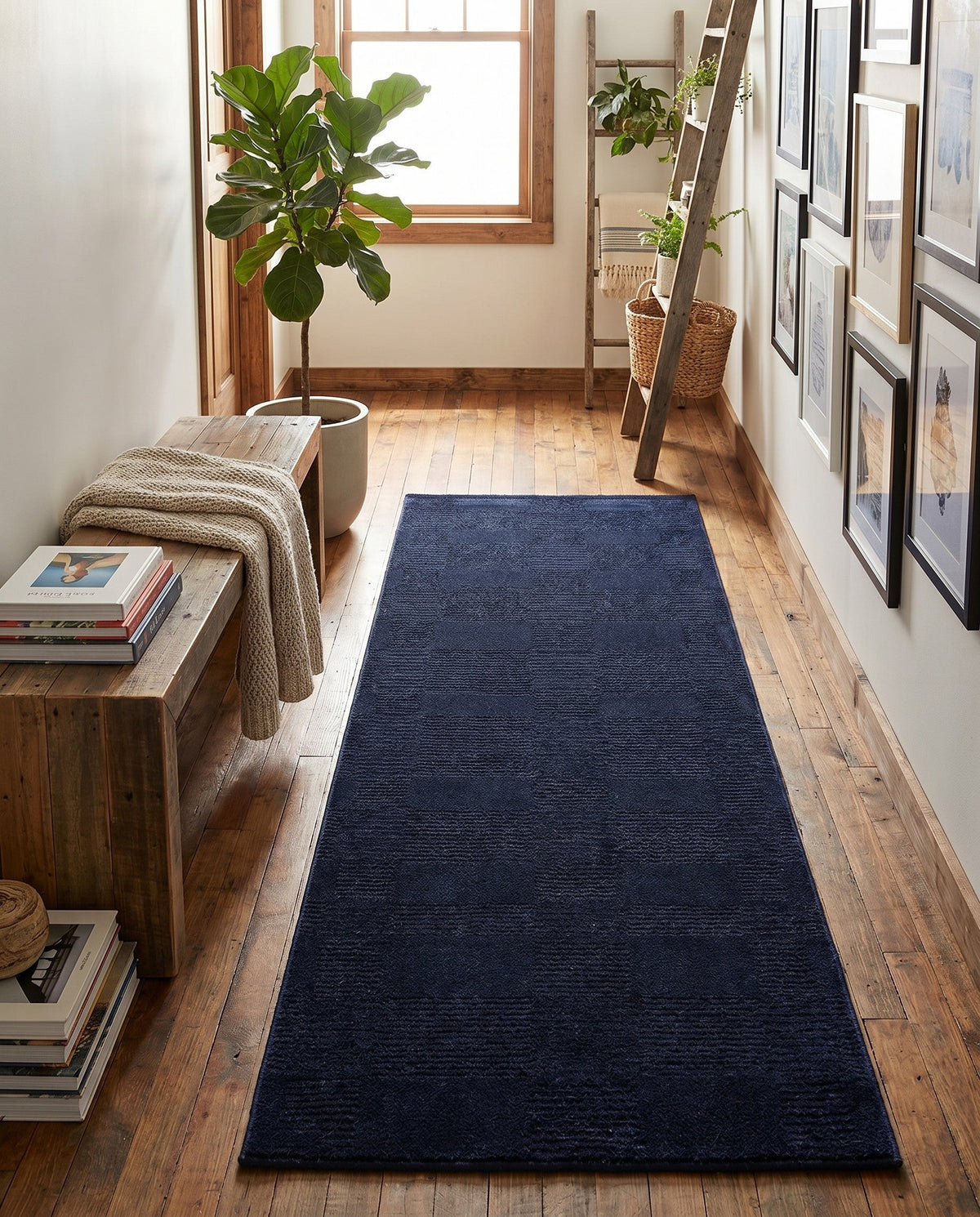 Haven Tapestry Collection Area Rug -  SereneCove Runner Inkwell Blue  lifestyle 94
