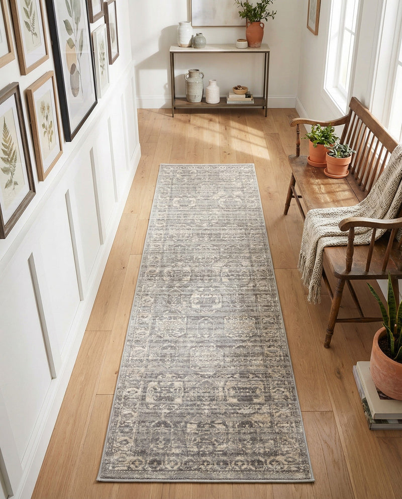 Seville Stripes Collection Area Rug -  Granada (Gray) Runner Gray  lifestyle 72