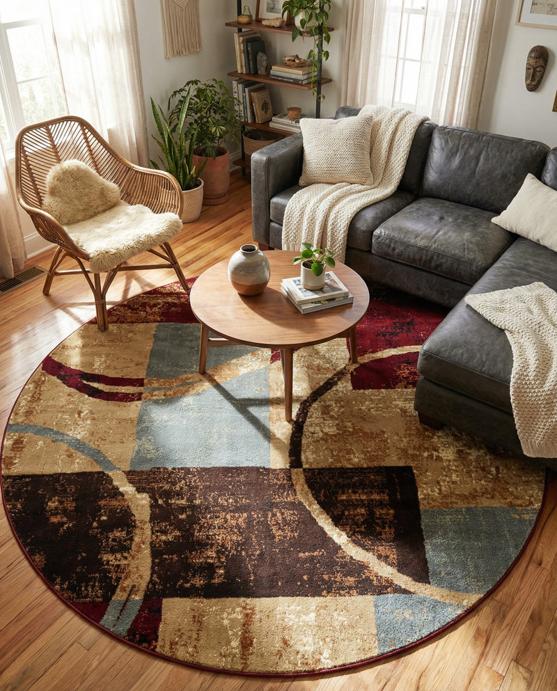 Bistro Lounge Collection Area Rug -  Ristretto Round Multi  lifestyle 51