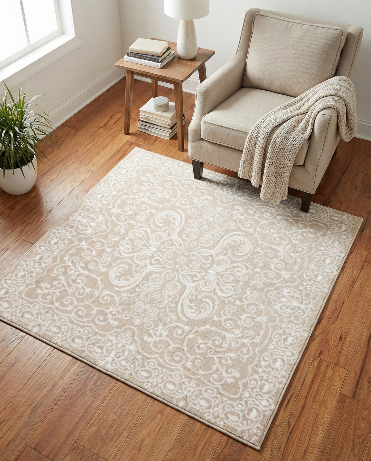 Andes Summit Collection Area Rug -  Lanín Square Beige  lifestyle 115