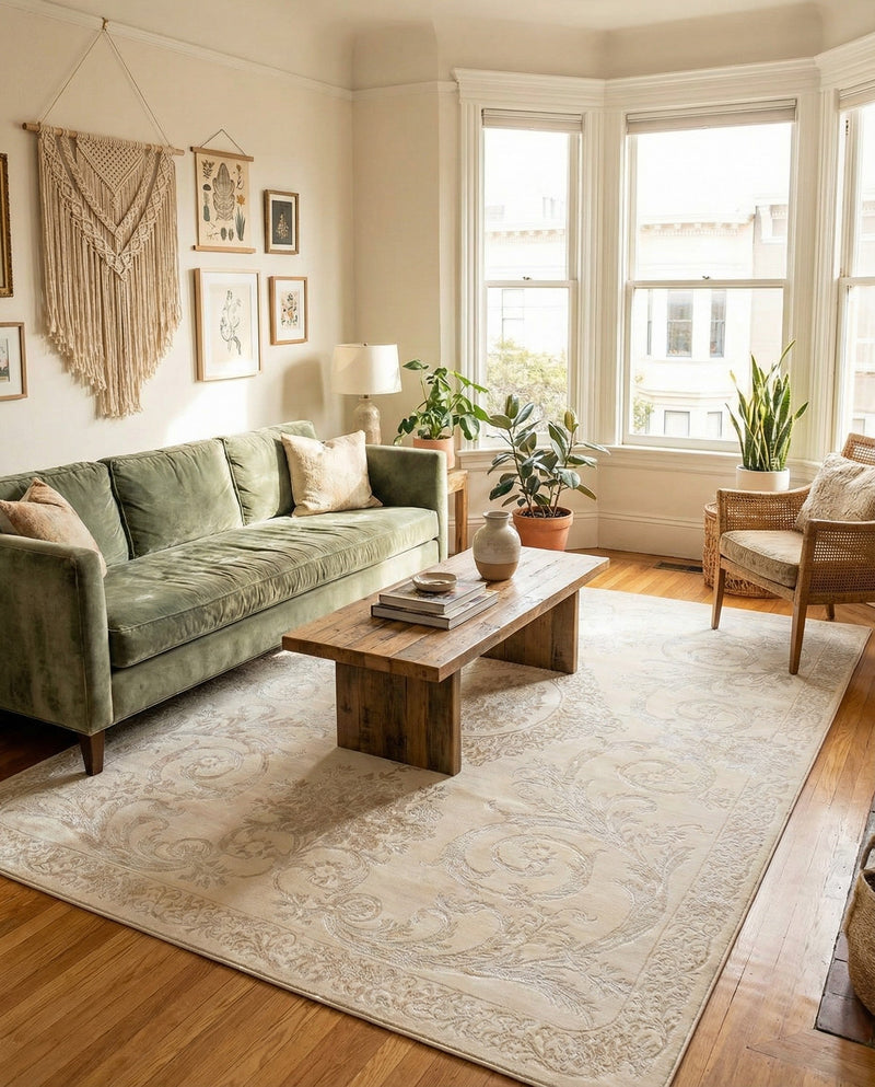 Bloomsbury Elegance Collection Area Rug - Mayfair Rectangle Ivory  lifestyle 55