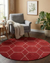 Trellis Mosaic Collection Area Rug - Arborville (Red) Round Red  lifestyle 46