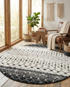 Mediterranean Lattice Collection Area Rug -  Casablanca (Black and White) Round Black and White  lifestyle 28