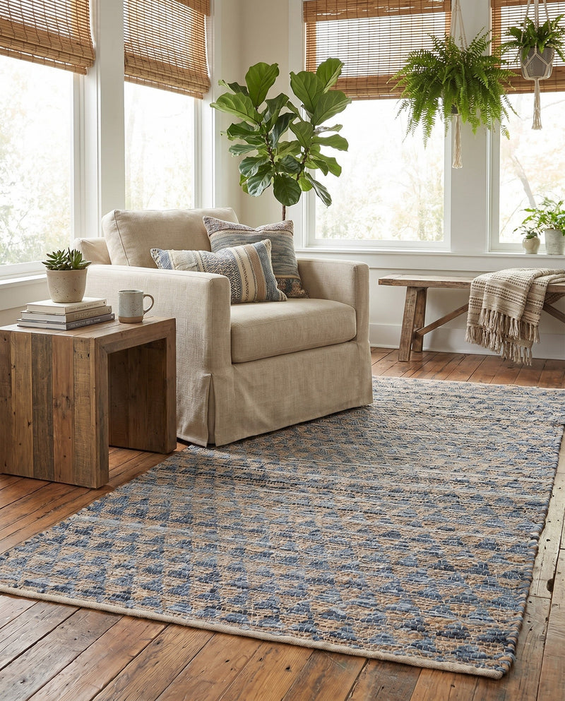 Osian Looms Collection Area Rug - Mumbai Rectangle Navy Blue  lifestyle 16