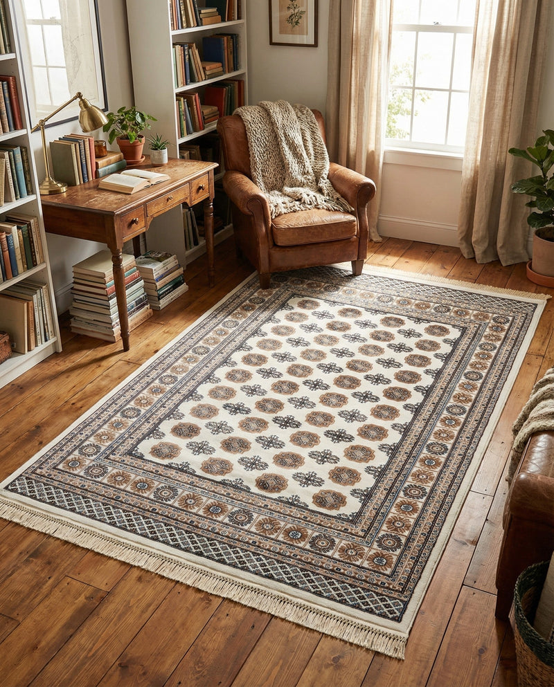 Samarkand Elegance Collection Area Rug -  Margilan (Ivory) Rectangle Ivory  lifestyle 21