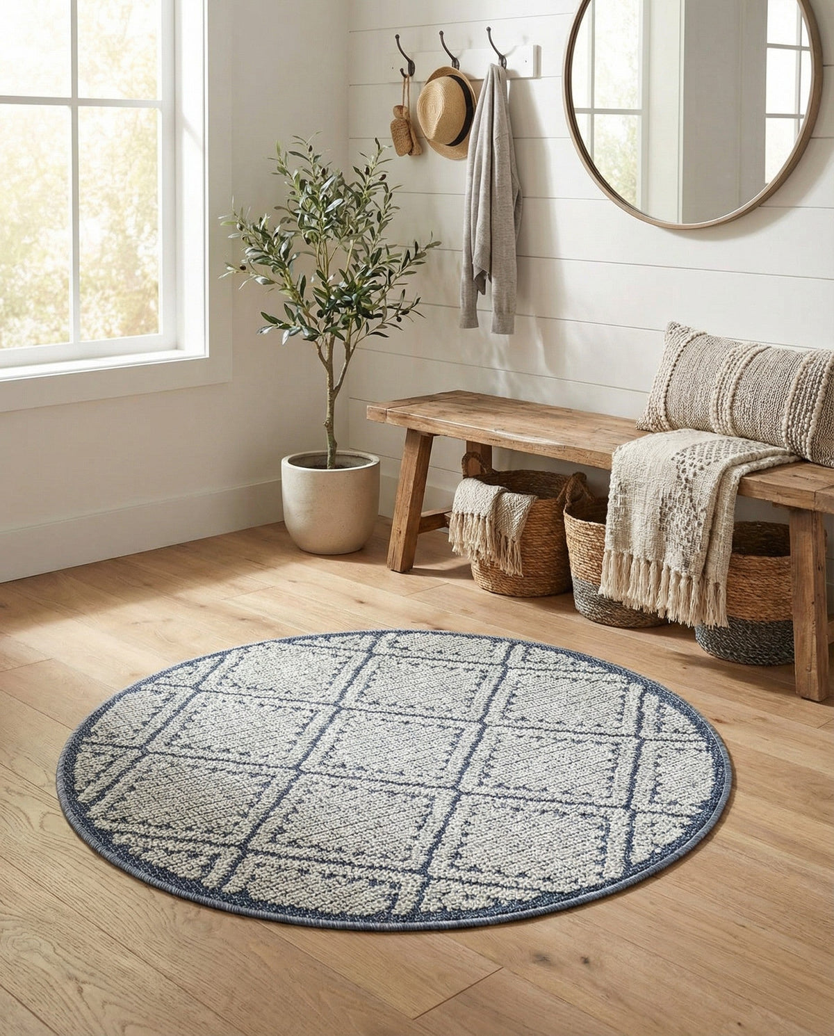 Savannah Pergola Collection Area Rug -  Eden Round Navy Blue  lifestyle 176