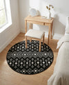 Mediterranean Lattice Collection Area Rug - Santorini (Black and White) Round Black and White  lifestyle 32
