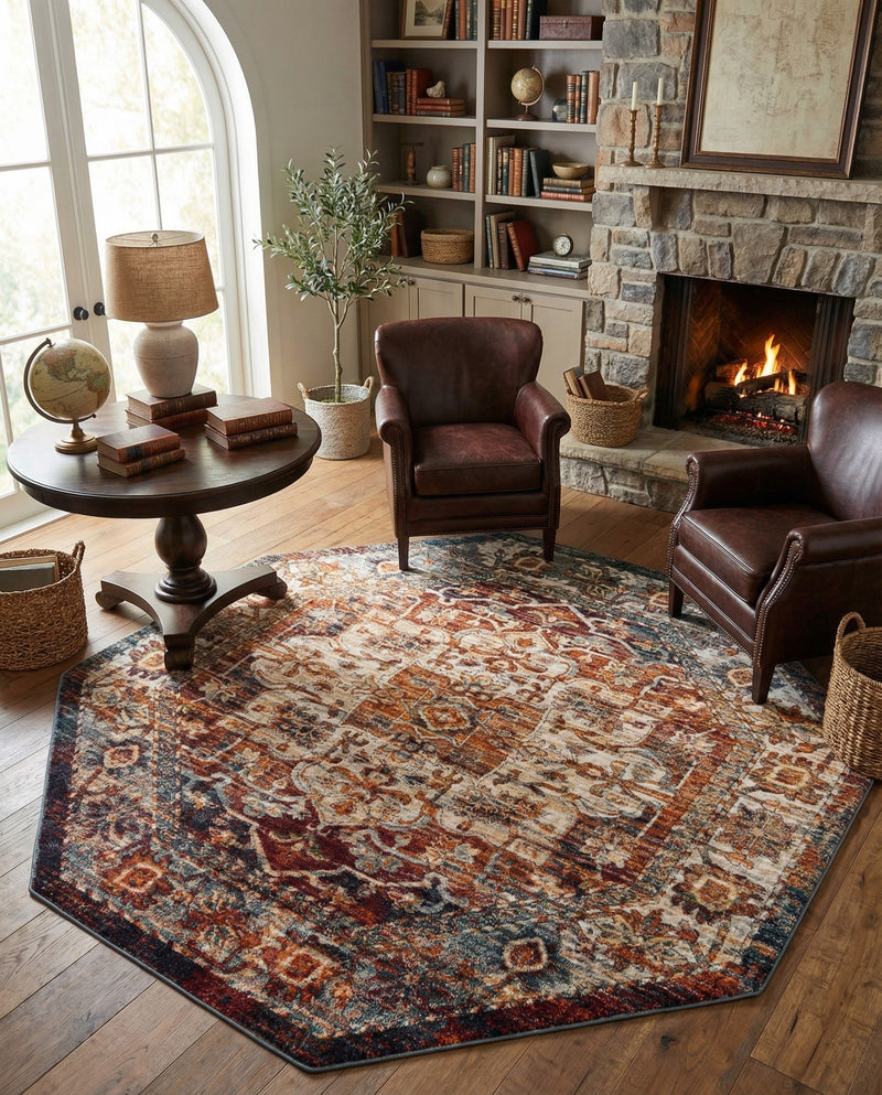 Savannah Soiree Collection Area Rug -  Everglade (Multi) Octagon Multi  lifestyle 74