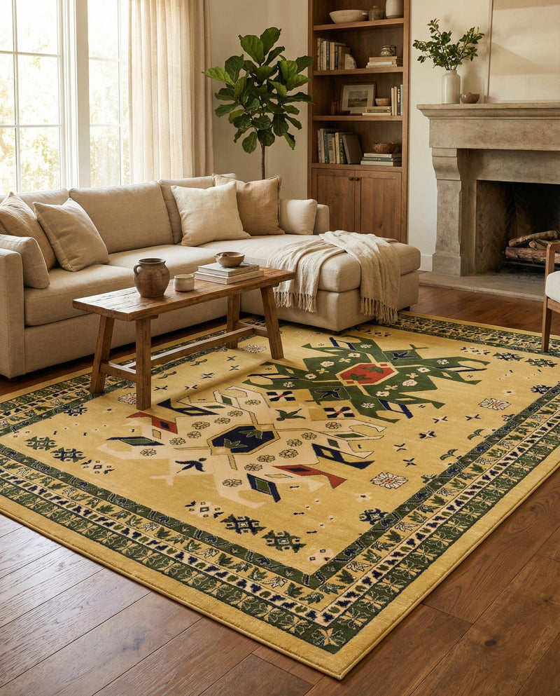 Tabriz Tapestries Collection Area Rug - Azerbaijan (Cream) Rectangle Cream  lifestyle 5